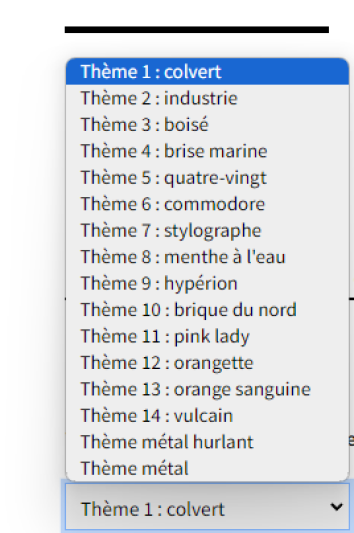 Choix parmi une douzaine de thèmes de couleurs