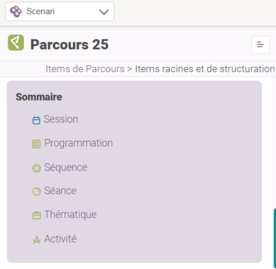 Les items de Parcours pour structurer un scenario d’apprentissage